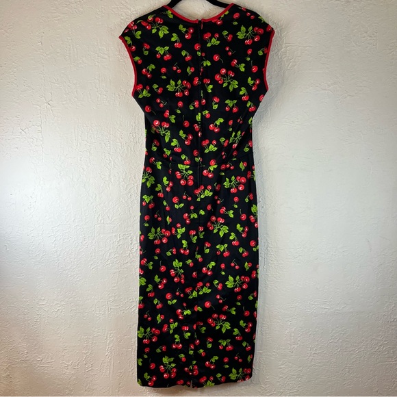 Pinup Couture Natasha Rockabilly Wiggle Cherry Print Dress - Picture 7 of 11